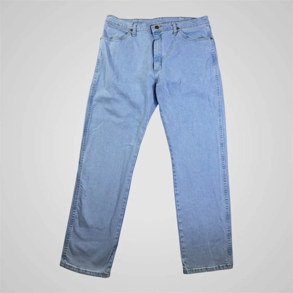 Wrangler‎ Mens Regular Fit Straight Leg Jeans Light Wash Blue 35x32 1013MAFGH
